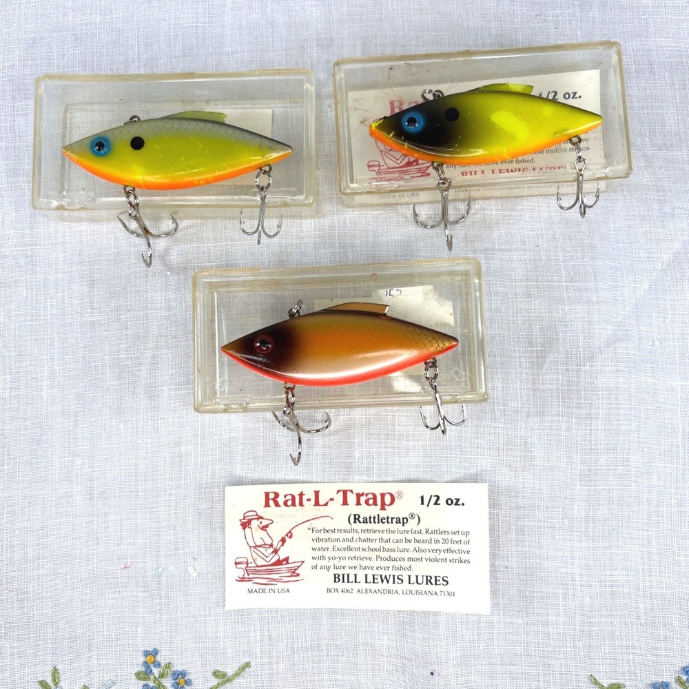 Bill Lewis Rat-L-Trap 1/2 oz Lipless Crankbait Fishing Lures Lot of 3 Vintage